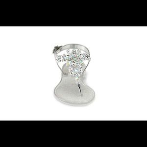 Rhinestone strap sandals.